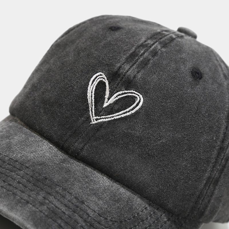 Spring and Summer New Washed Retro Visor Female Curved Brim Old Baseball Cap Love Couple Cap Ins