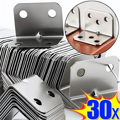 30Pcs Stainless Steel Corner Brace Cabinet L Shaped Brackets Right Angle Fixing Brace Furniture Hardware Parts Corner Bracket