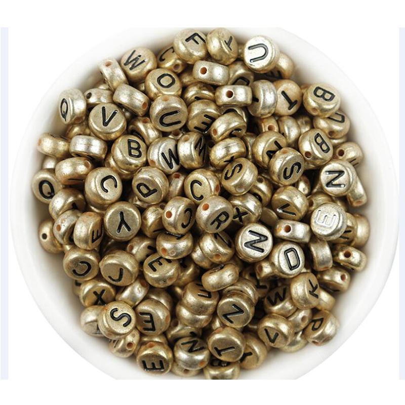 100pcs/Lot Mixed Round Flat Acrylic Letter Beads Alphabet Digital Cube Loose Spacer Beads For Jewelry Making Diy Bracelet