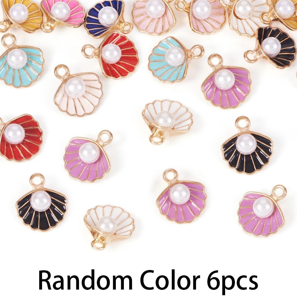6/12/18pcs Alloy Shell Enamel Pendant Ocean Summer Ocean Theme Color Shell Pendant DIY Summer Beach Anklet Bracelet Earrings