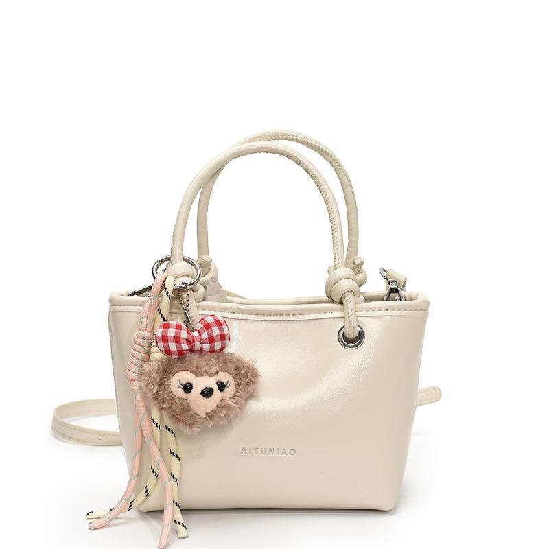 Korean fashionable spring and summer foreign gas oil wax leather portable bucket bag versatile gentle wind temperament advanced sense messenger women