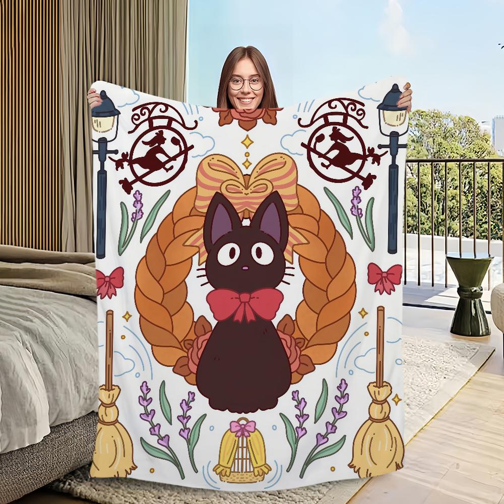 Flanell warmer Komfort weiche Japan Plüschdecke für Katze Sofa Wohnzimmer Büro Anime schwarz Schlafzimmer klassisch Reise niedliches Geschenk