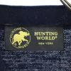 HUNTING WORLD 90-talls Ull Gammel Langermet V-hals strikket cardigan M Marineblå Herre Brukt
