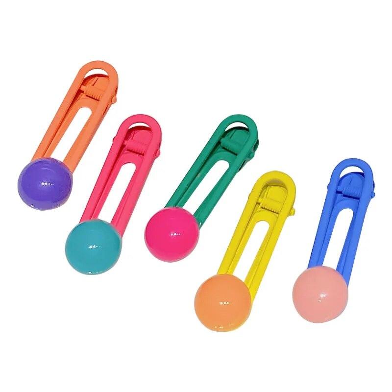 5PCS Candy Color Bead Heat Flower Hairpin Girls Side Bangs Hair Clips Ins Wind Duckbill Clip Headwear for Kid Hair Accessories