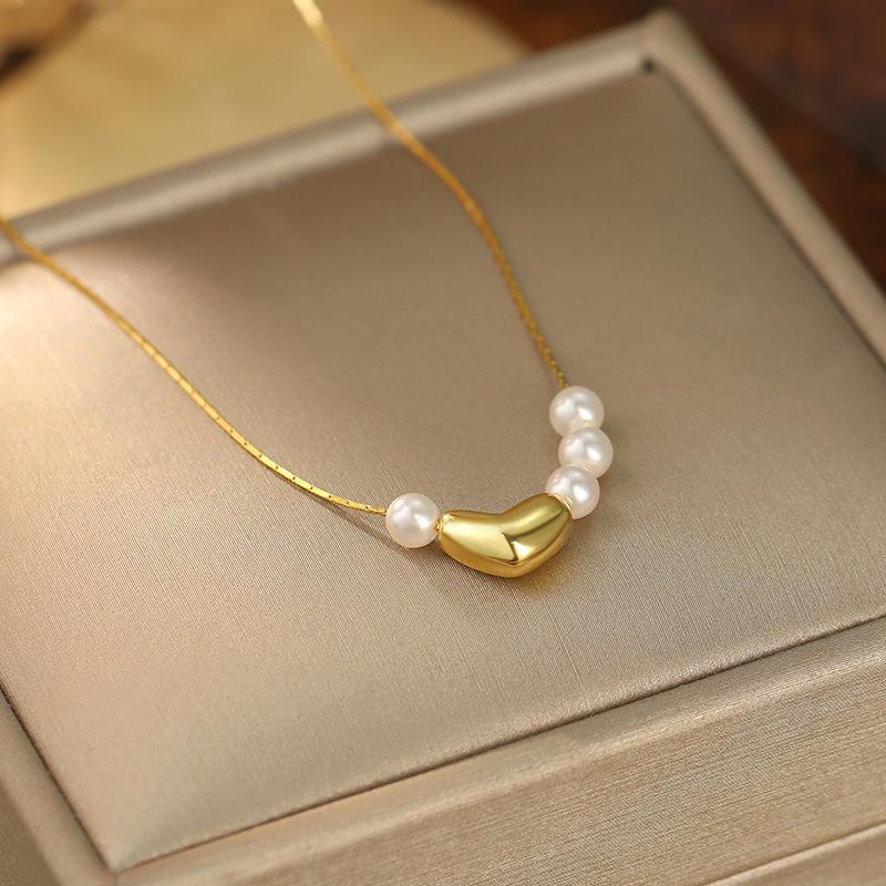 

Banyan Tree S925 Silver Irregular Clavicle Chain Love Pearl Necklace NS2807 золотий