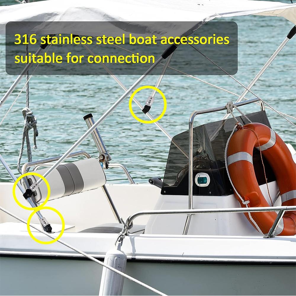 2x Stainless Steel 1" Bimini Top Eye End Cap For Round Tube Boat Marine Fitting