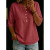 QICED Women's Fashion Casual Solid Color Print V-Neck 1/2 Sleeves Blouses & Shirts