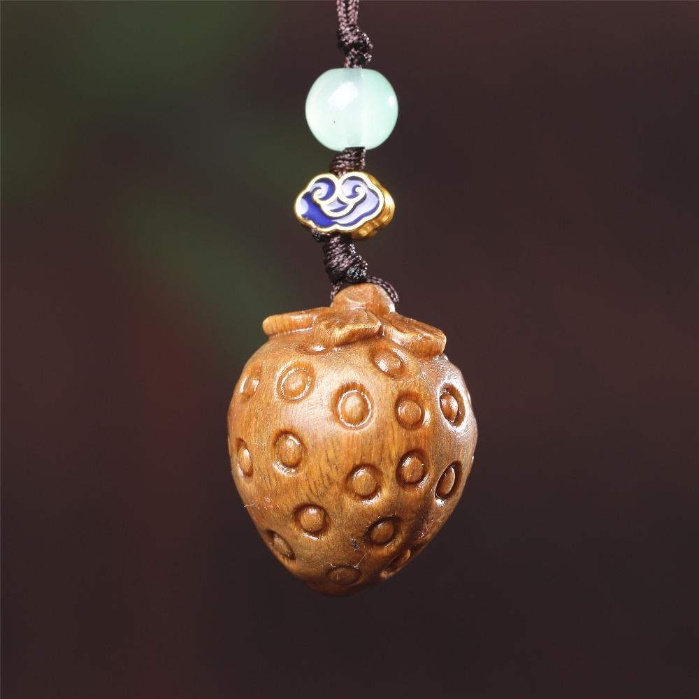 Strawberry Sandalwood Key Chain Chinese Style Lucky Cat Pendant Lucky Key Chain Strap  Men