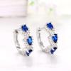 Huitan Trendy Blue/White Cubic Zirconia Hoop Earrings New Fashion Zircon for Women Wedding Party Temperament Lady's Accessories