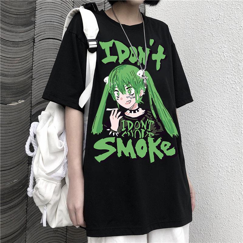 Women's T-shirt E-girl Guitar Print Short Sleeve Streetwear Tops Kawaii Clothes Harajuku Short Sleeve Women Oversized T-shirt