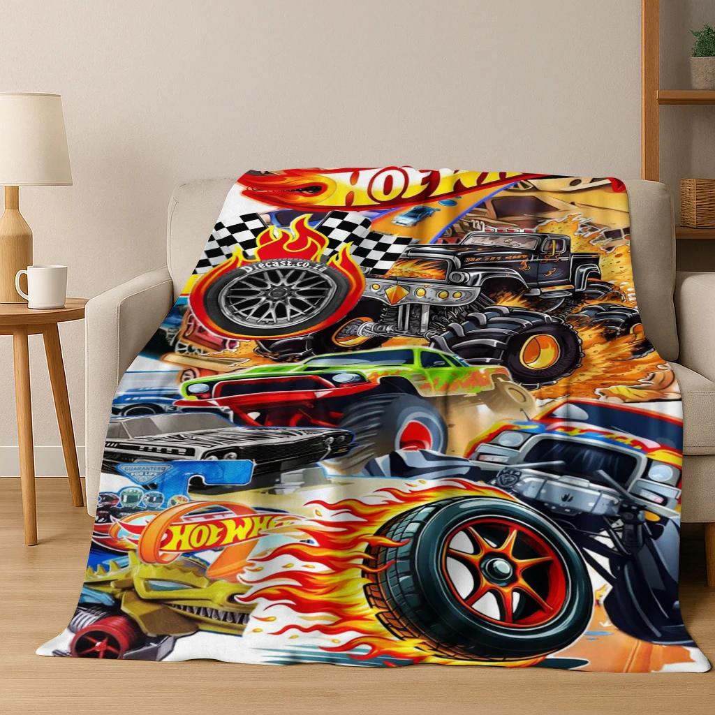 Cartoon Hot Wheels Spielzeug Rennwagen Kunst Flanelldecke, Gemütliche Weiche Überwurfdecke für Zuhause Schlafzimmer Bett Sofa Picknick Abdeckung Kindergeschenk