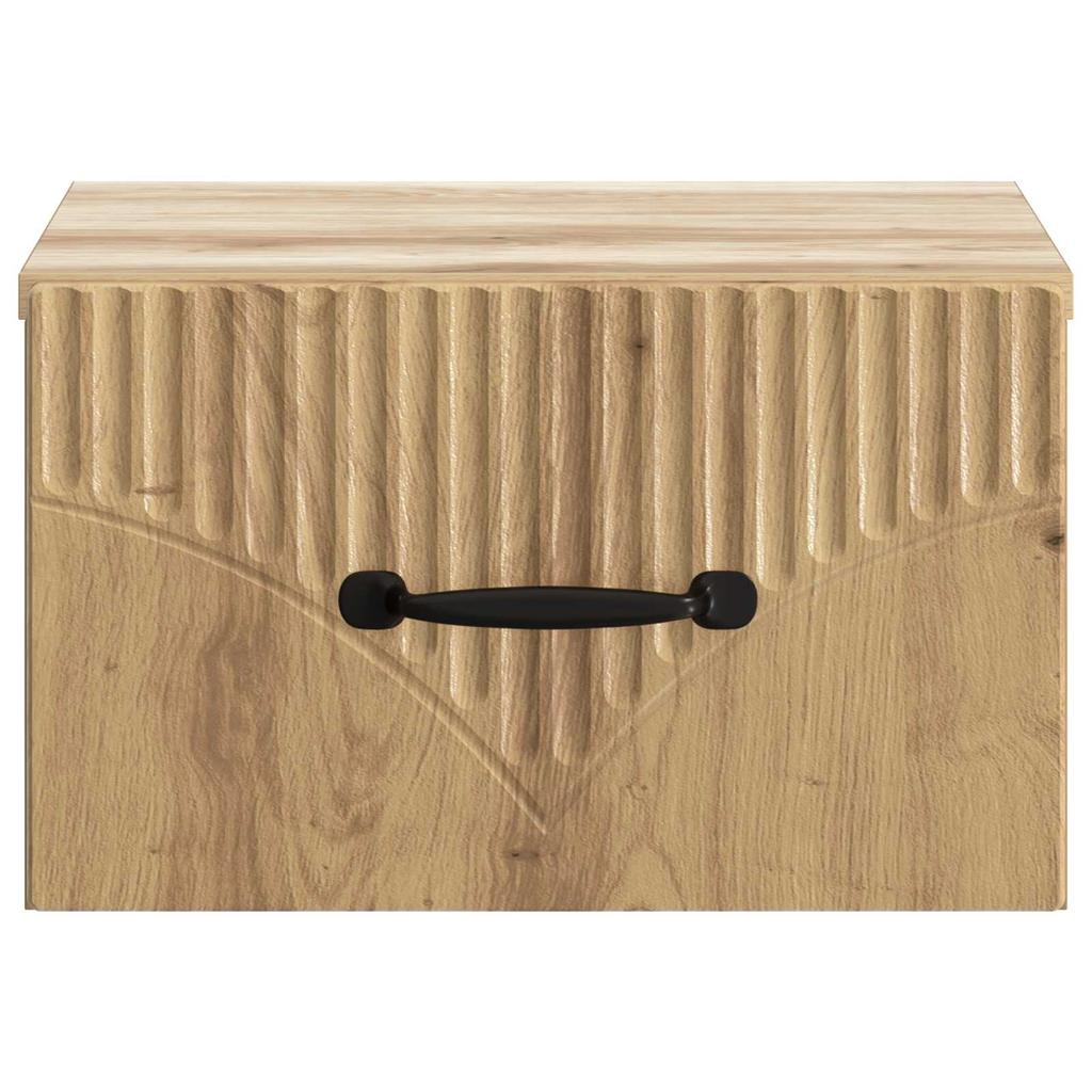 Wall Mounted Nightstand Artisan Oak Finish 34.5 X 33 X 20 Cm