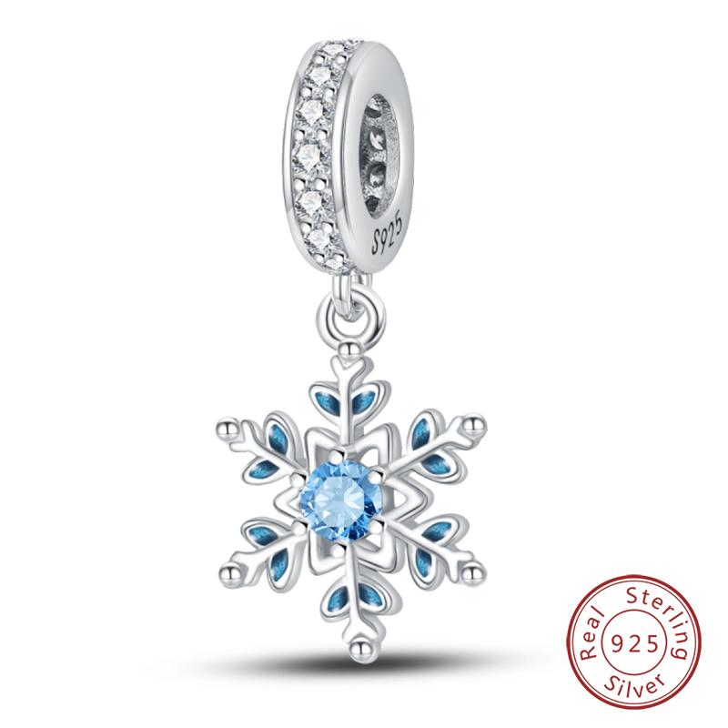 New Winter Charms Bead Copper Snowflake Snowman Penguin Deer Dangle Fit Bangle Bracelet Necklace Diy Jewelry