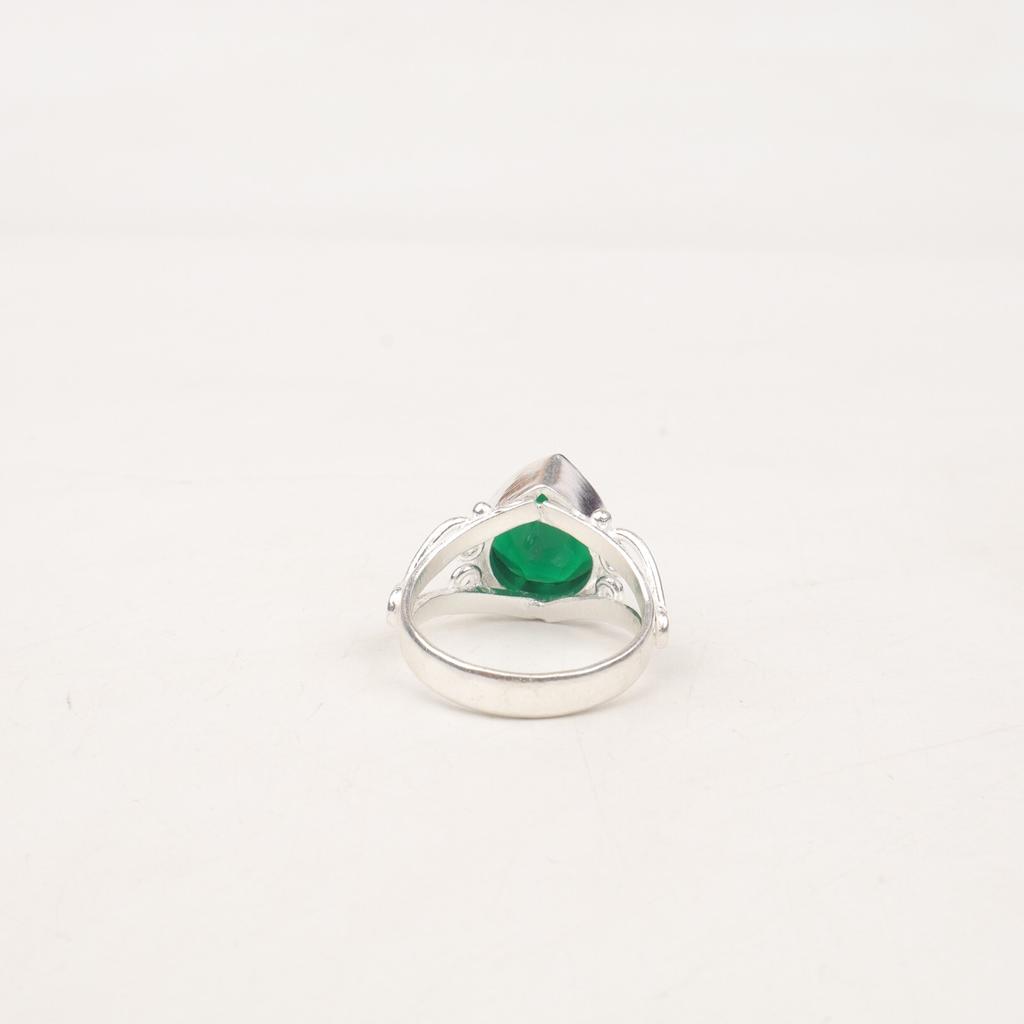 Natural Green Onyx Gemstone 925 Sterling Silver Jewelry Handmade Pear Shape Ring RR-46-9
