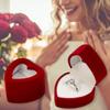Fashionable Romance Heart Shape Flocking Rings Case Wedding Proposal Jewelry Gifts Box Storage Solution Organizers