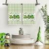 Artoid Mode Buffalo Plaid Clover Shamrock St. Patrick's Day Kitchen Towels Dish Towels, 18x26 Inch Farmhouse Holiday Decoration Hand Towels Set of 2