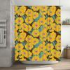 Modern Floral Shower Curtain Vivid Yellow Blue Design for Bathroom Decor Polyester Fabric with Hooks Included (180x240cm)