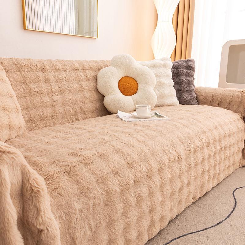 Winter Verdicktes Kaninchen Samt Sofa Handtuch Plus Samt Sofaüberwurf Plüsch Sofaüberwurf Rutschfestes Sofakissen