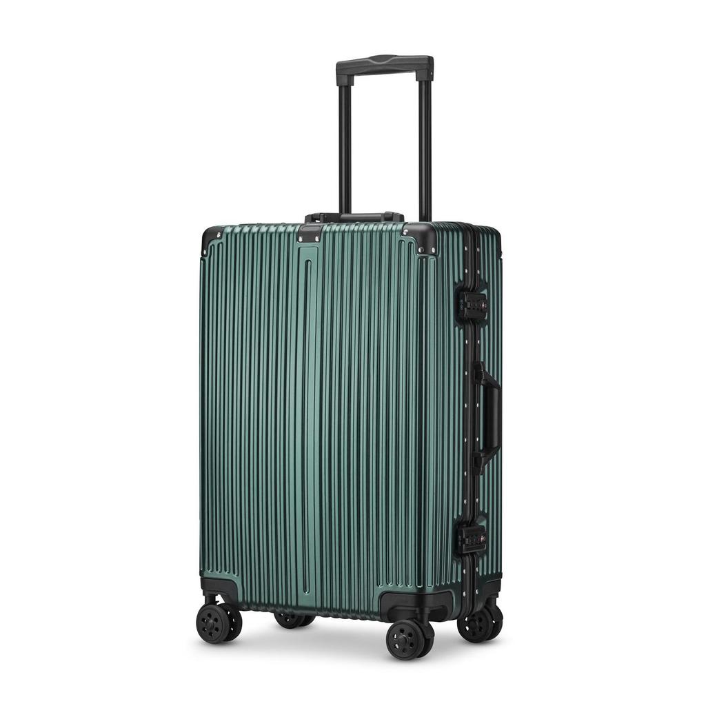 Aluminum Frame PC Luggage with Password Lock, Waterproof, Universal Wheels, Carry-on Suitcase 24-inch
