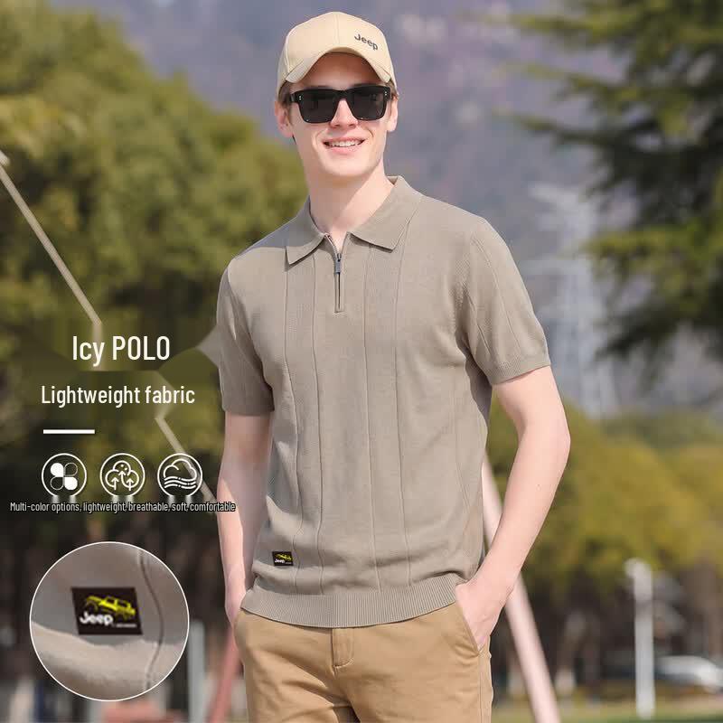 JEEP Men s Summer Half-Zip Polo Shirt L