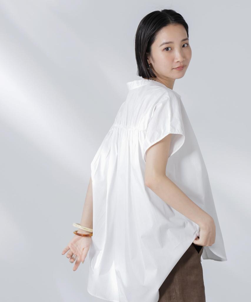 Nano Universe Back Gathered Sleeveless F Women's Blouse, 030, White, 673-5221301