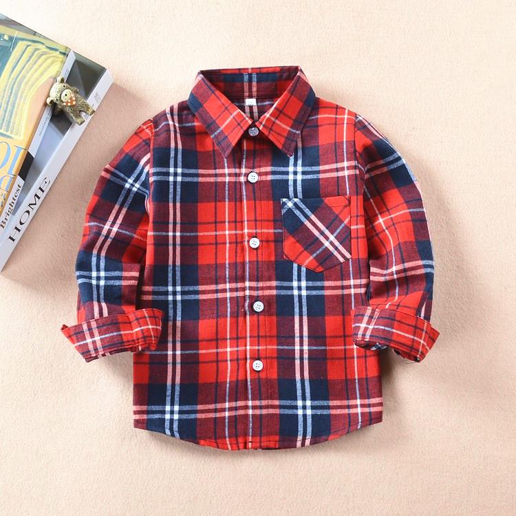 Spring 2025 Boys' Long Sleeve Plaid Korean Style Casual Shirt for Inner and Outer Wear