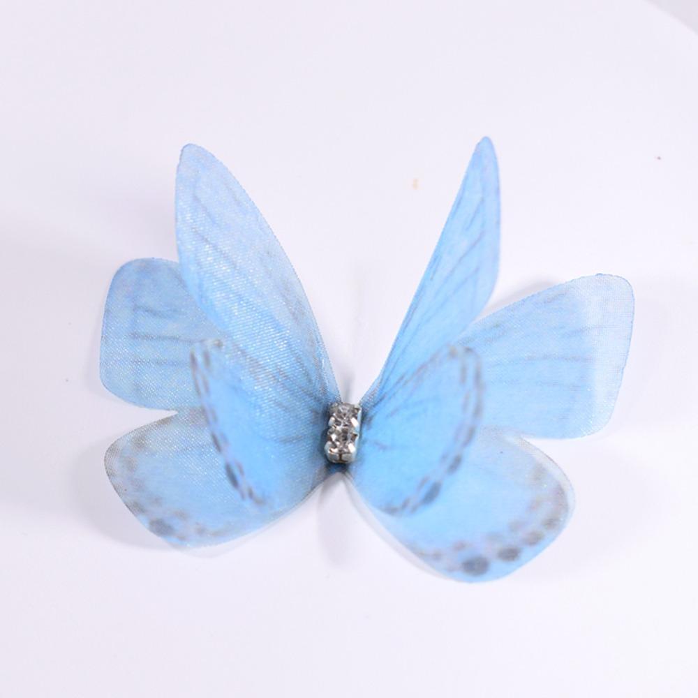 50Pcs 3D Organza Fabric Butterfly Appliques Clothes Sewing Patch  Bridal Hair Accessories