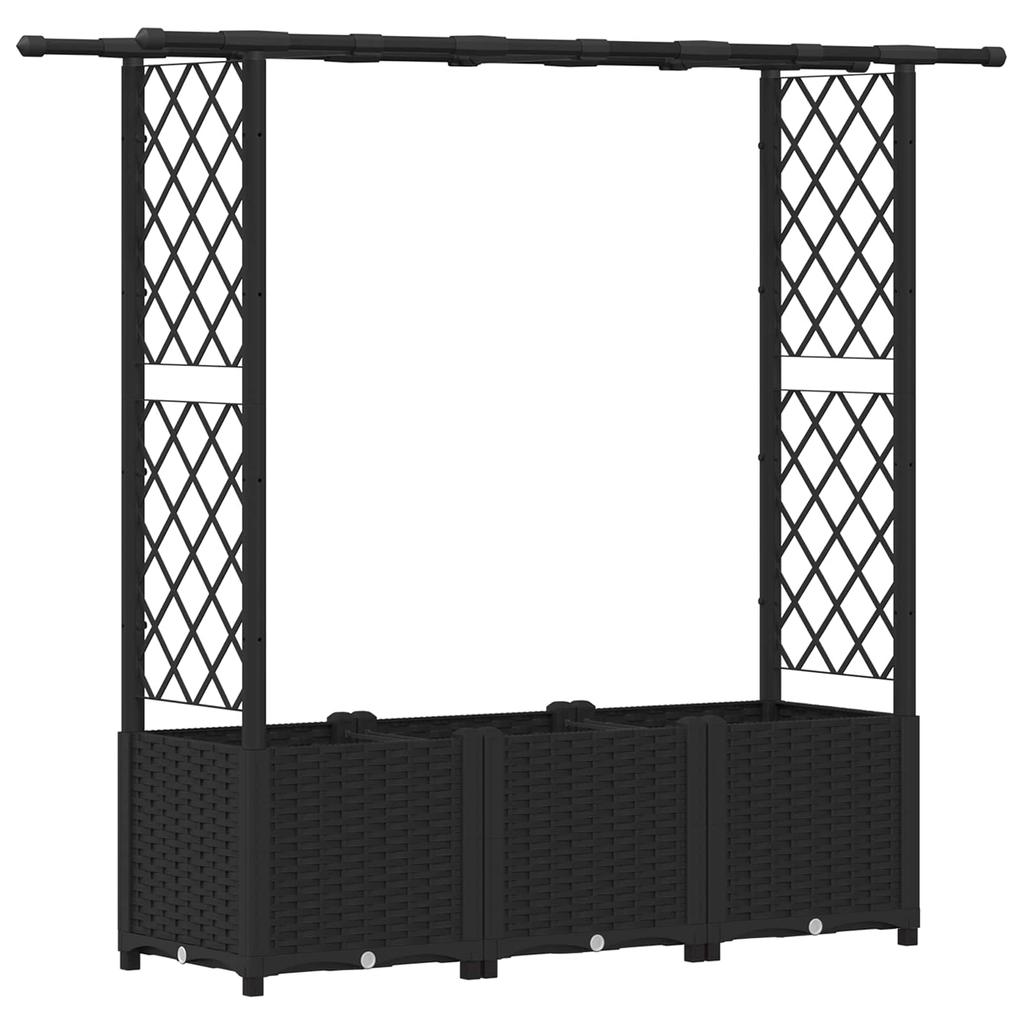 Raised Garden Bed with Trellis and Hanging Roof Black 162.5 X 40 X 138 Cm PP