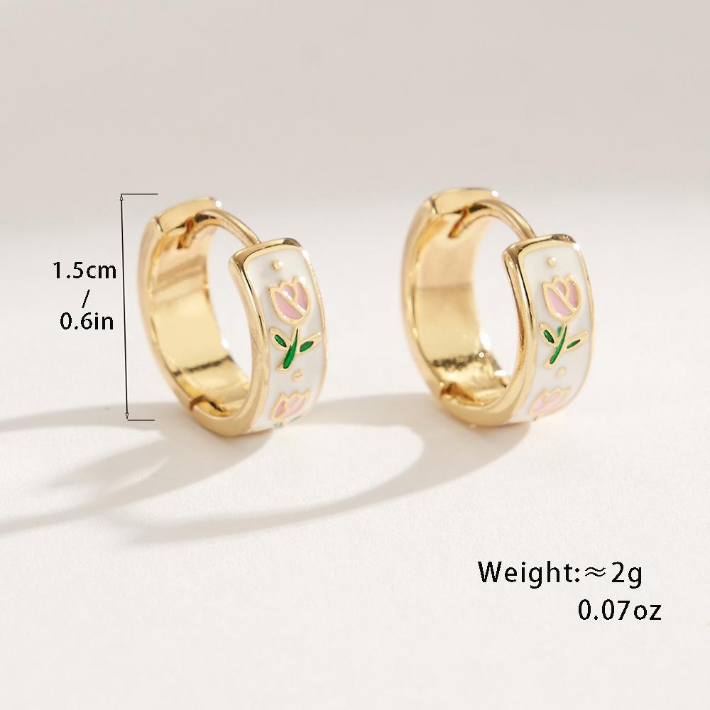 French light luxury tulip earrings women's retro flower earrings personality temperament jewelry