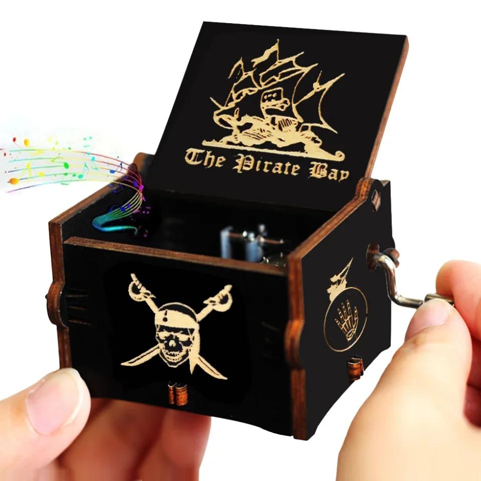 In Stock 58 Styles Anime Music Box Antique Carved Wooden Hand Crank Music Box Figure Christmas Birthday Gift-