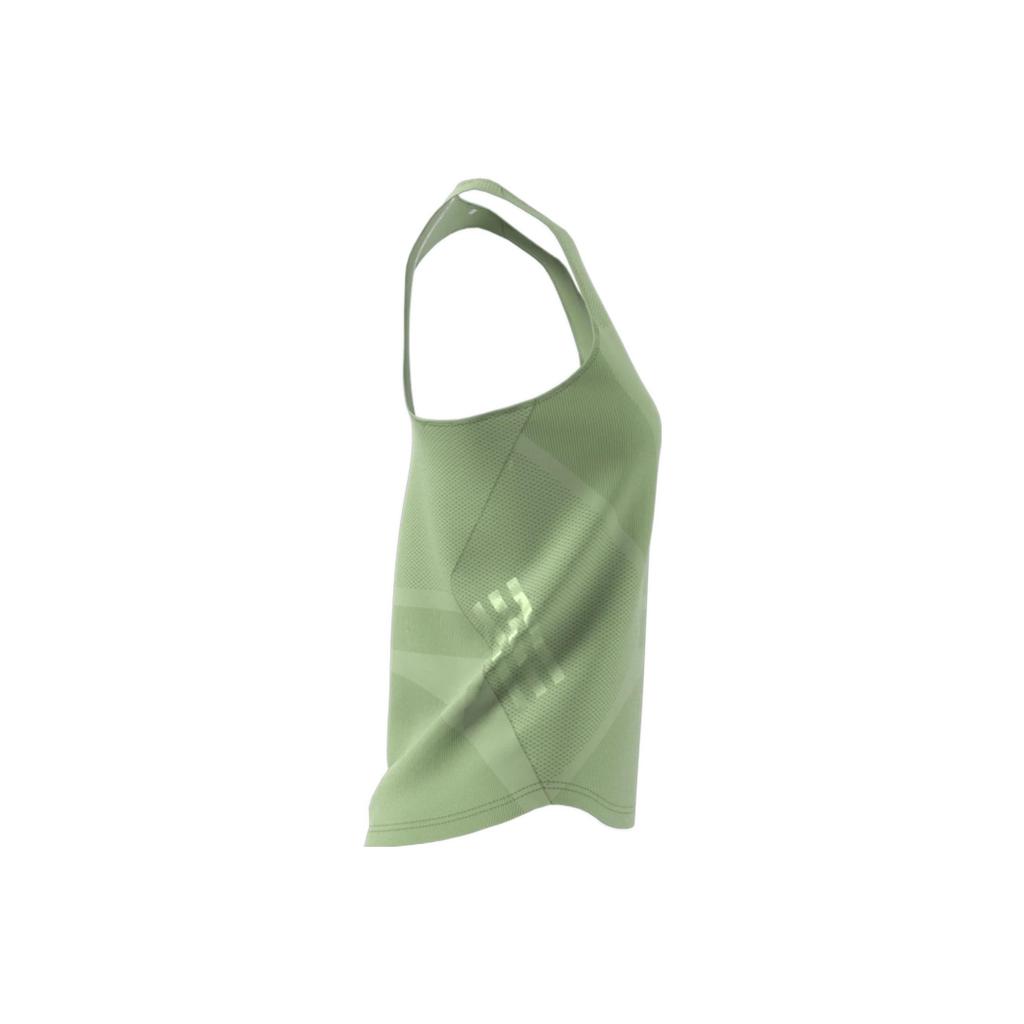 adidas Solid Color Logo Running Vest Women Sports Vest Green HK6559