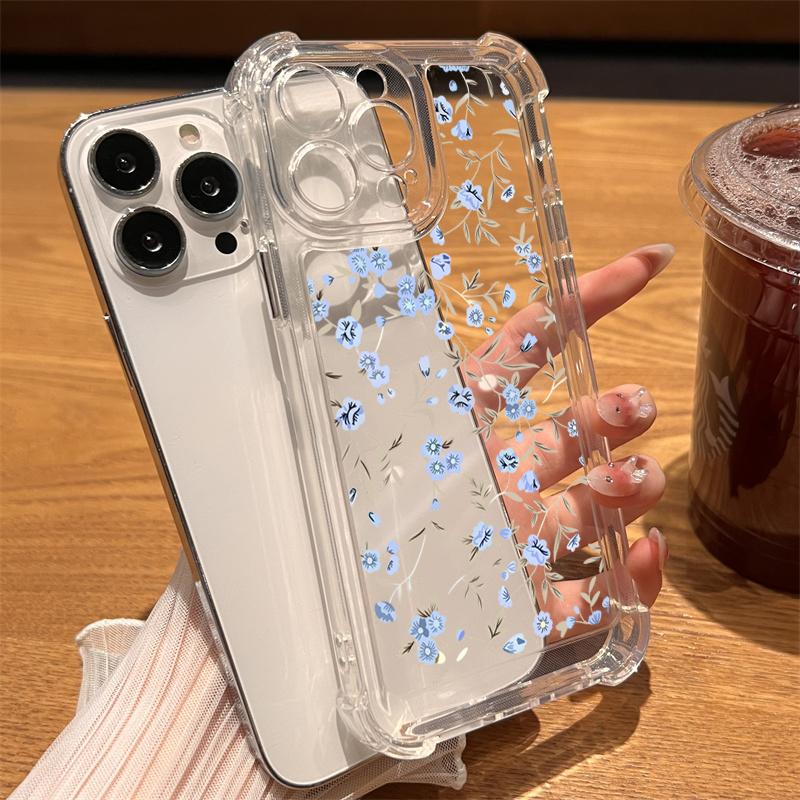 Flower Case For iPhone 11 Cases iPhone 15 12 13 14 16 Pro Max X XR XS Max 7 8 14 15 Plus 16 Pro iPhone 16 Clear Shockproof Cover