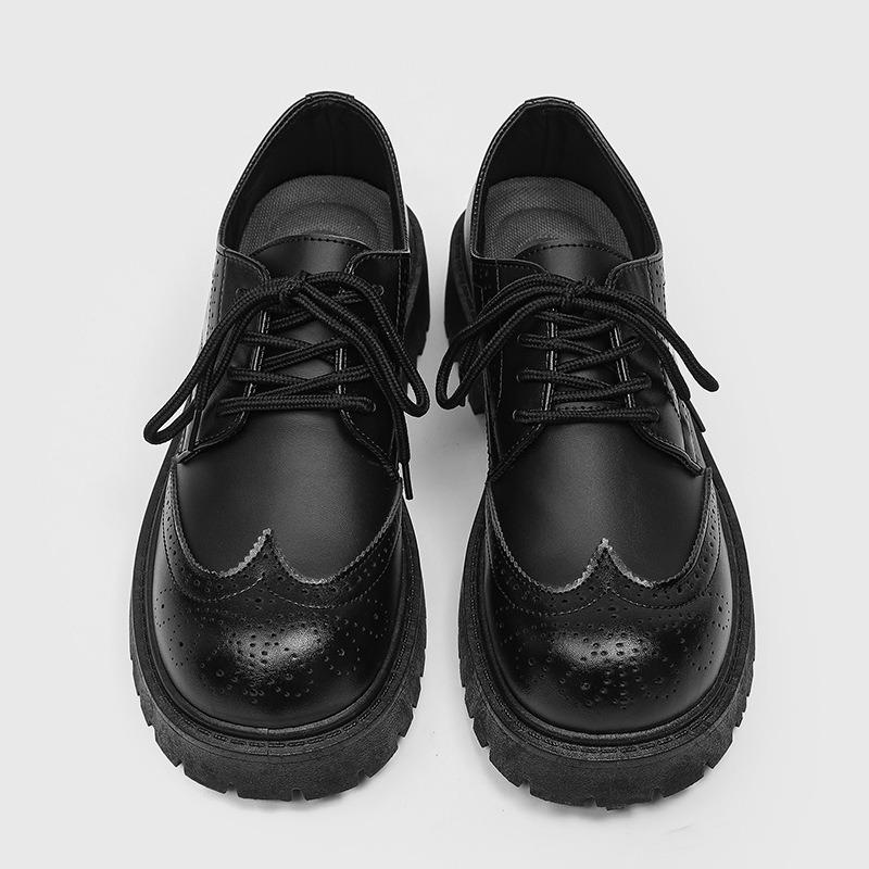 Fashion New Men's Low-top Thick-soled Men Shoes Casual Lace Up Wedding Men Shoes Platform Gentleman Derby Big Head Leather Shoes for Man