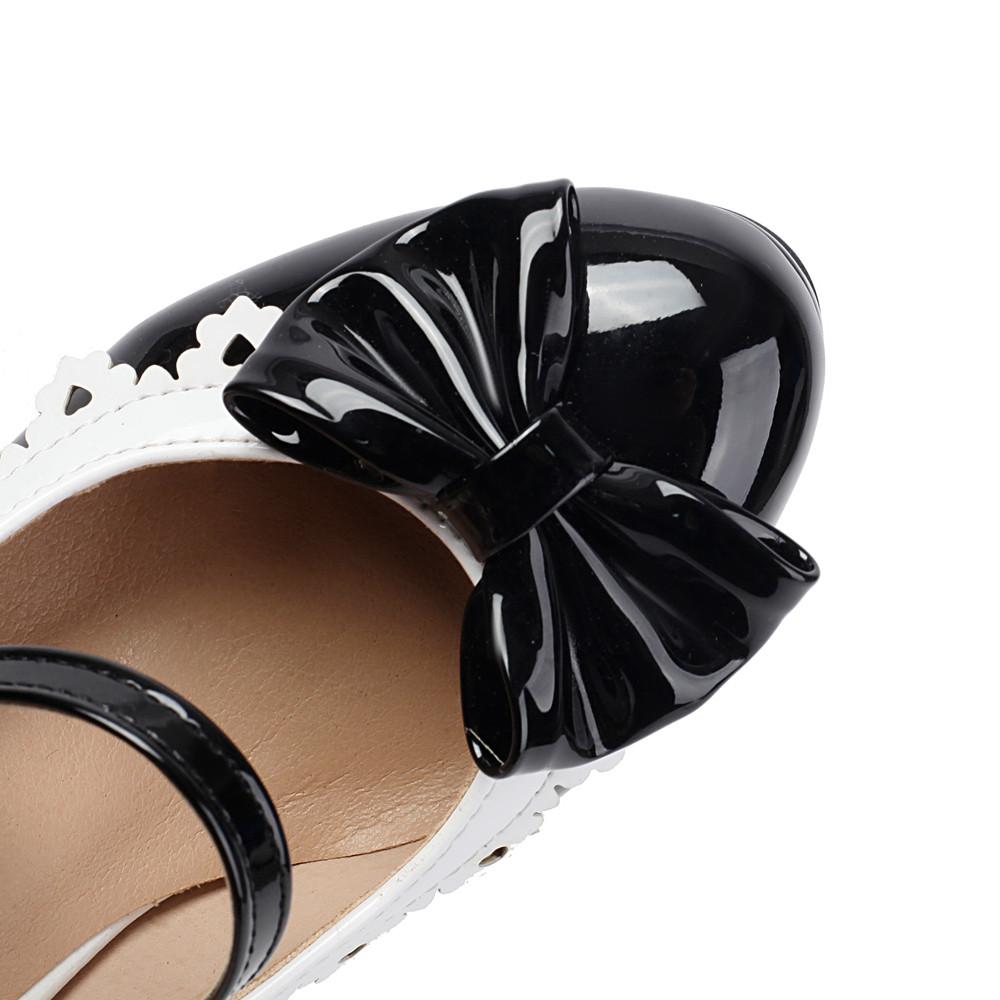 Fashion Women Ankle Strap Buckle High Heels Round Toe Heel Pumps Women Platform Pumps with Bow Party Wedding Shoes Chaussures De Femme