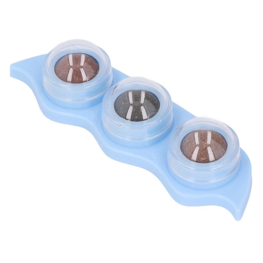 Catnip Balls Rotatable Teeth Cleaning Interactive Pea Shape Kitten Licking Toy for Chewing Indoor
