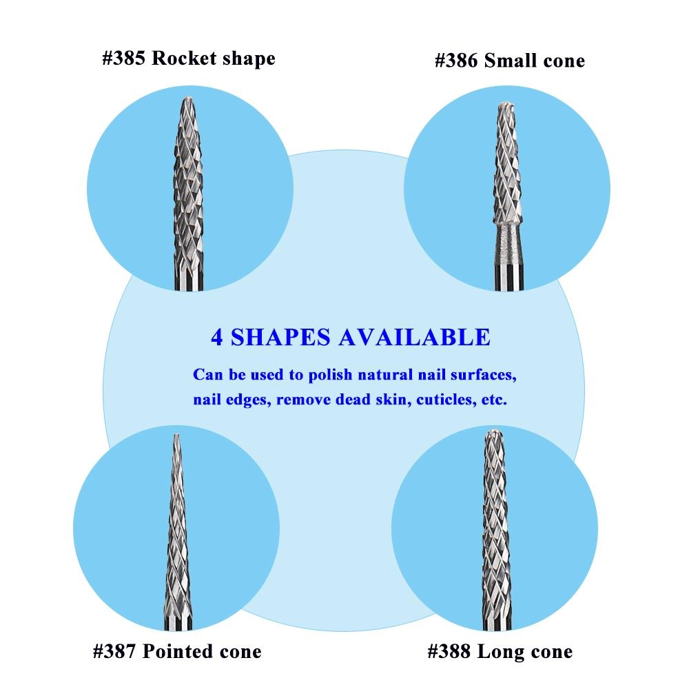 1PCS Tungsten Carbide Cone Nail Drill Bit 3/32" Rotary Burr Bits For Manicure Electric Drill Accessories Nail Milling Tool