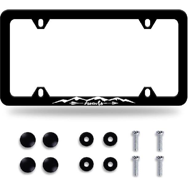 Moon License Plate Frame Starry Sky Moon Phases License Plate Stainless Steel Car Accessory Personalize Funny License Plate Holes Screws Decorative