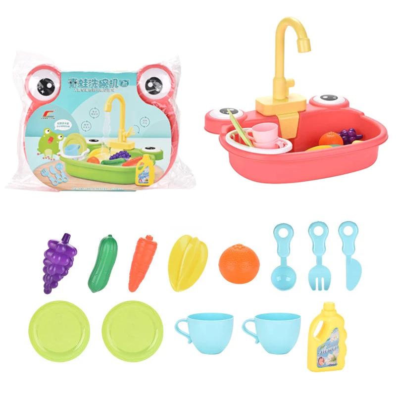 Non-Toxic Kids Kitchen Toys Simulation Electric Dishwasher Pretend Play Mini Kitchen Food Educational Summer Toys Role Playing Children Toys