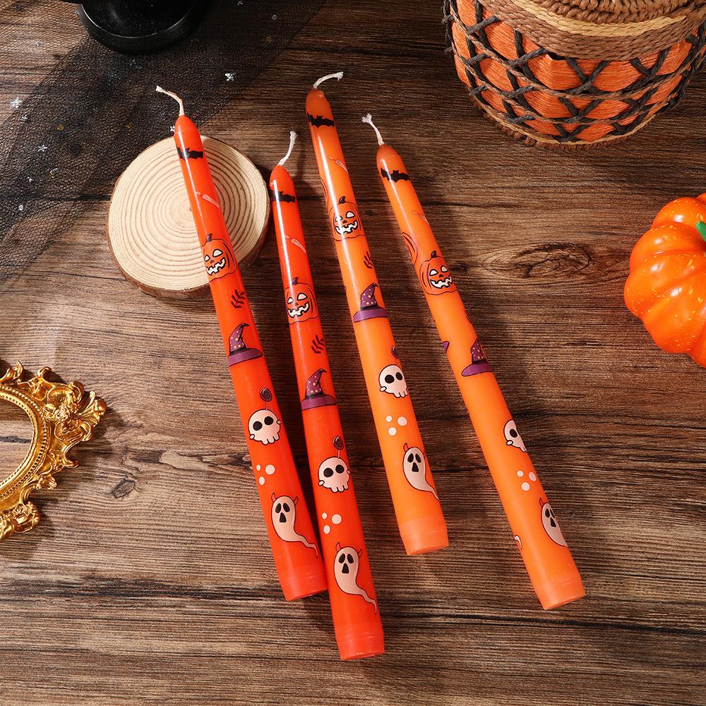 Halloween Colorful Tapered Printed Long Stem Candle Home Non-romantic Pointed Stem Wax