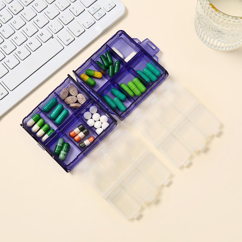 Portable 12 Compartments Double Layer Pill Box Travel Size Medicine Organizer For Daily Medication Vitamins And Supplements
