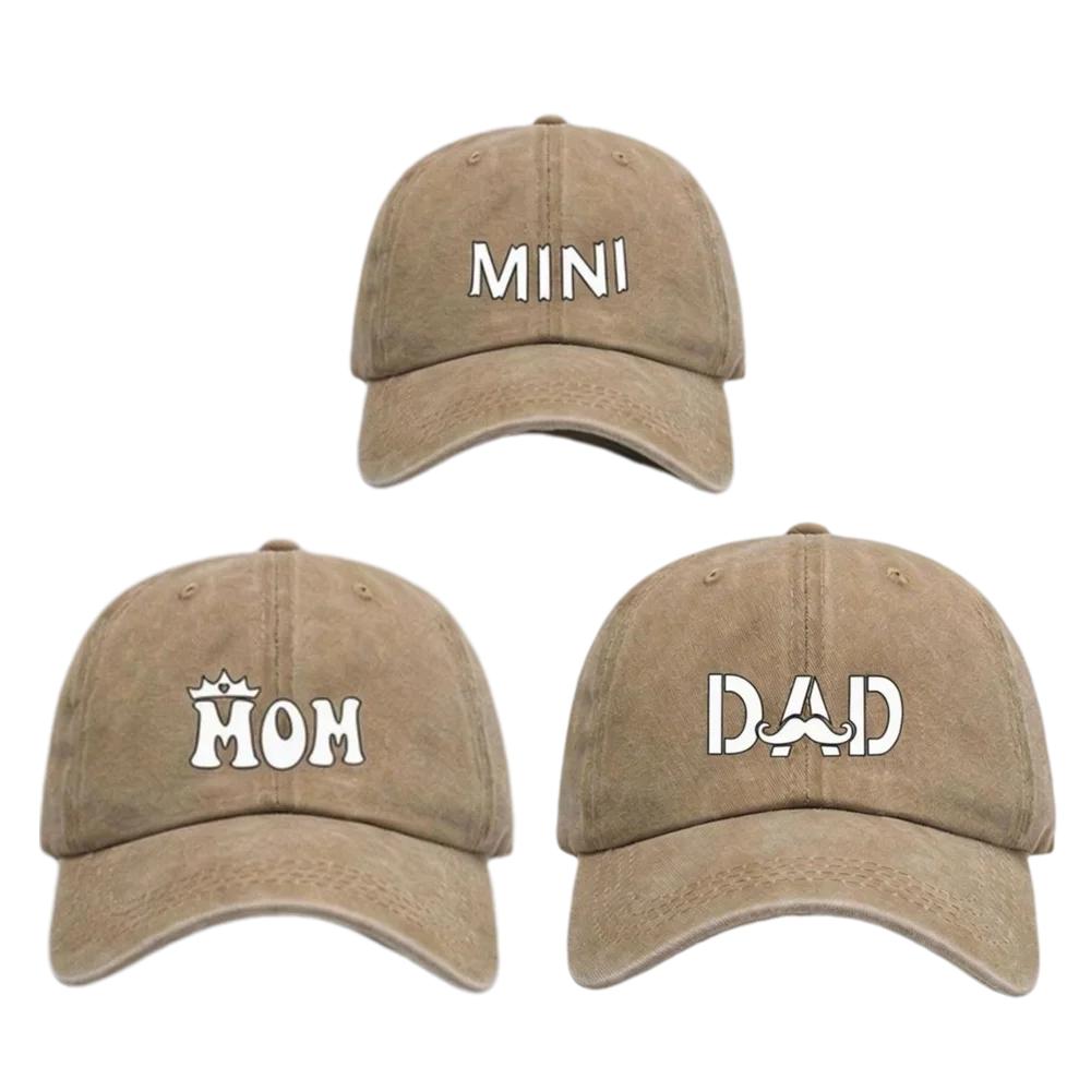 

DAD MOM MINI Printed dad mama mini Love Caps Washed Cotton Adjustable Embroidery Baseball Cap Outdoor Sunscreen Hats хаки