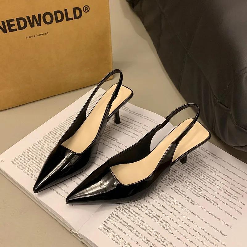 Fashion Hot Selling 2025 Elegant High Heels Pumps Women Summer Slingbacks Pointed Shoes Woman Solid Thin Heeled Sandals High Heel Shoes