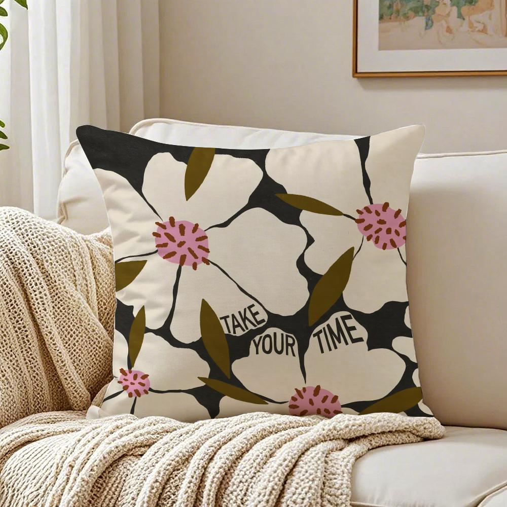 Decorative Botanical Print Cushion Cover Pillowcase Antidustmite Living Room Sofa Decor Cushion Room