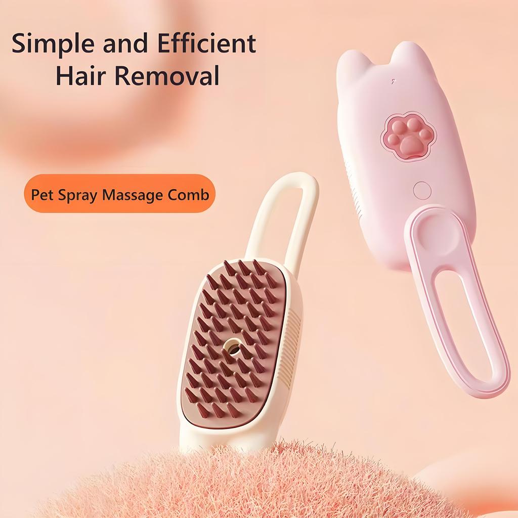 3 in 1 Pet Electric Steam Brush Cat and Dog Cleaning Spray Massage Grooming Comb Retractable Handle Pet Hair Removal BeautyBrush