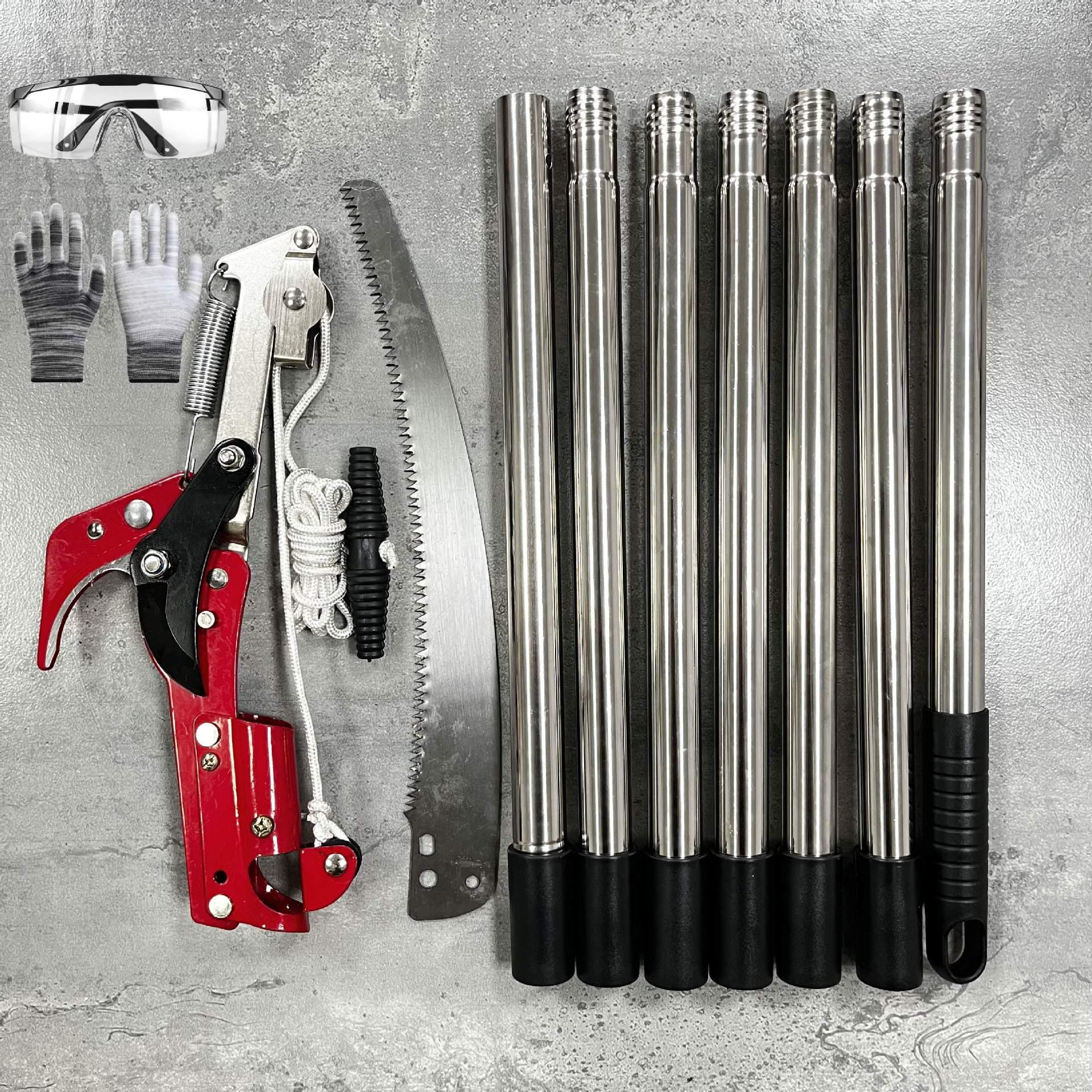 Высотный садовый секатор и пила: Система шкивов двойного назначения с тяговым тросом для легкой обрезки