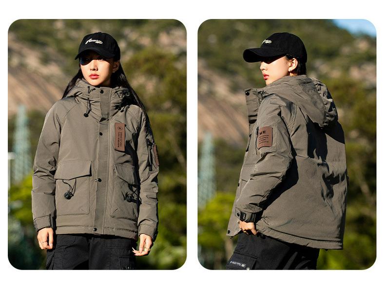 Men's American-Style Thickened Duck Down Hooded Winter Jacket - Trendy, Warm, Ski Outerwear for Couples