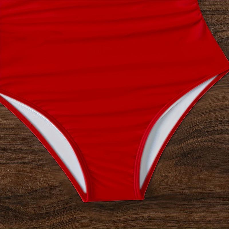 2024 Multicolor Strappy One-Piece Swimsuit: Women's Tummy Control Triangle Bikini with Hollow Out Design for Hot Spring Swimwear.