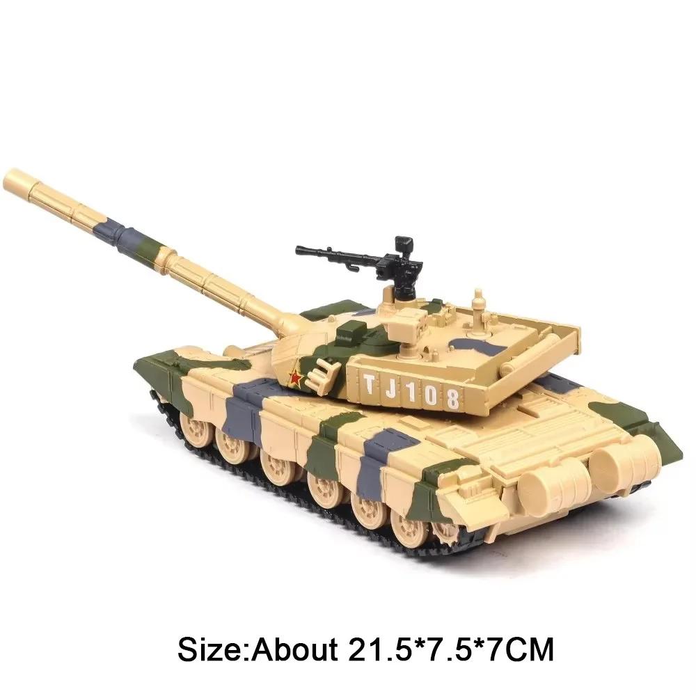 1:32 Type 99 Main Battle Tank Alloy Model Diecast Car Toy Sound Light Pull Back Metal Body Rubber Track Vehice Simulation Models