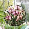 Acrylic Orchid Flower Suncatcher Stained Glass Effect Window Hanging Ornament Floral Gift for Home