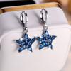 Exquisite Blue Star Round Zircon Dangle Earrings for Women Silver Color Unique Gift Party Jewelry for Women